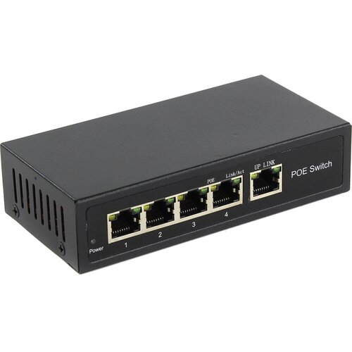 POE-коммутатор 4-канальный, 1xRJ45 UPLINK, POE-A, 65Вт | ORIENT SWP-5504POE poe коммутатор orient swp 5504poe