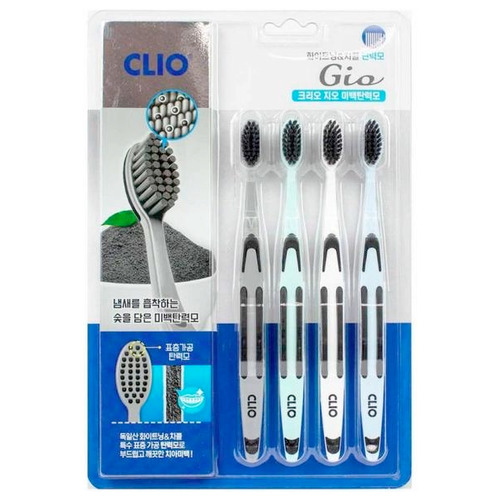 Купить Набор зубных щеток Clio Gio Whitening Elastic Toothbrush, 4 шт, зеленый, Зубные щетки