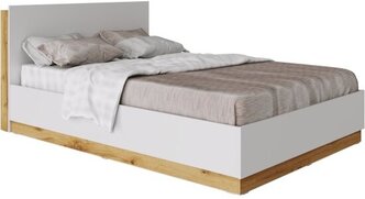 Кровать двуспальная Fresco с подъемным механизмом, с ящиком для хранения, Белый/Дуб Вотан, 140х923х200 см (ШхВхД)