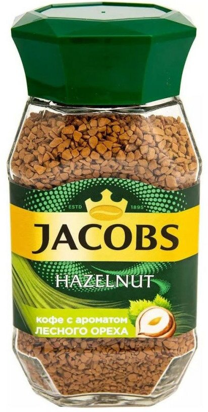 Кофе растворимый Jacobs Hazelnut, стеклянная банка, 95 г 1779803