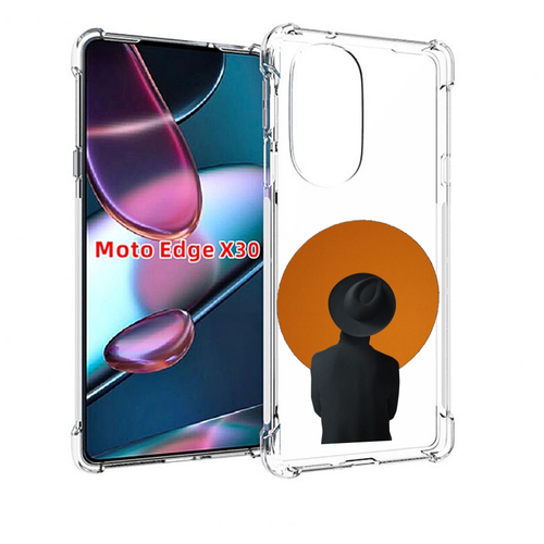 Чехол MyPads парень в шляпе в оранжевом кружке для Motorola Moto Edge X30 задняя-панель-накладка-бампер