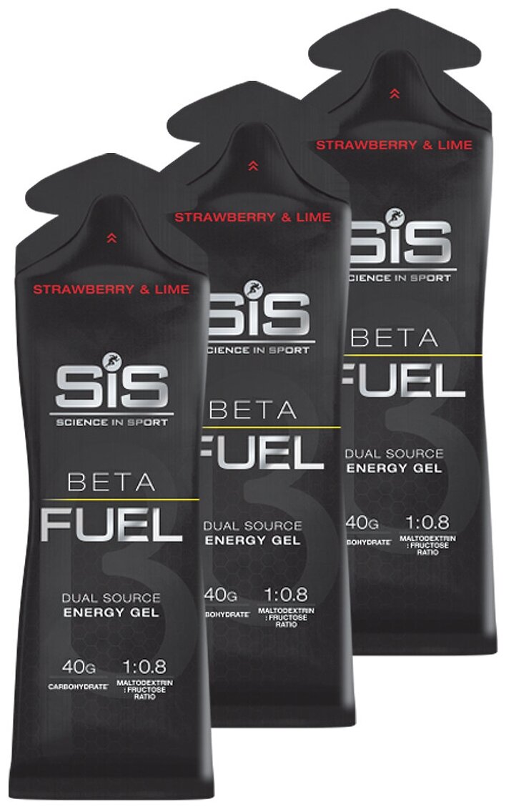 SiS, Beta Fuel Energy Gel, 3шт по 60мл (Клубника-лайм)