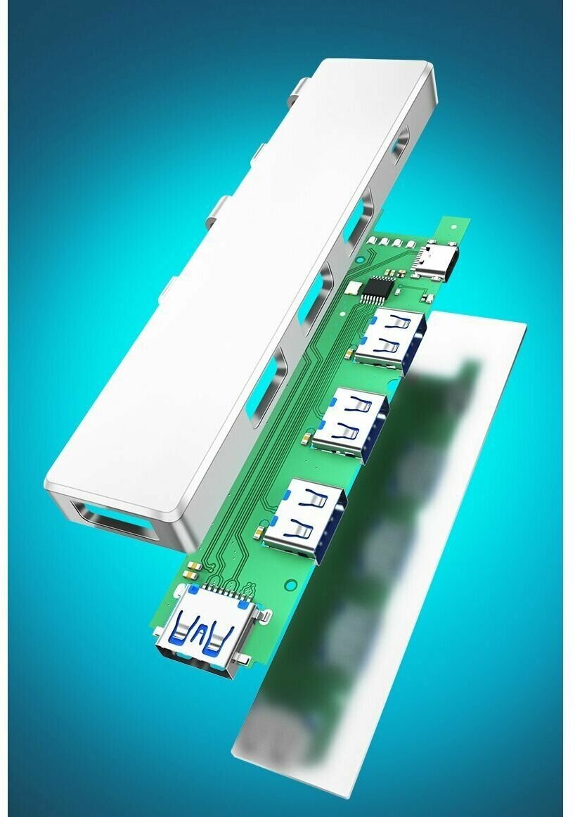 Концентратор USB 20 (4*USB+Type-C) Орбита OT-PCR20 Серебро