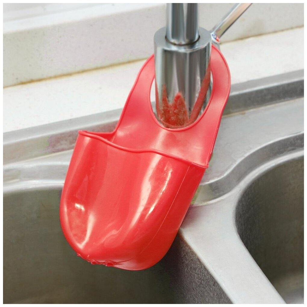 Силиконовый подвесной кухонный держатель для губок и мыла, красный, 1 шт.