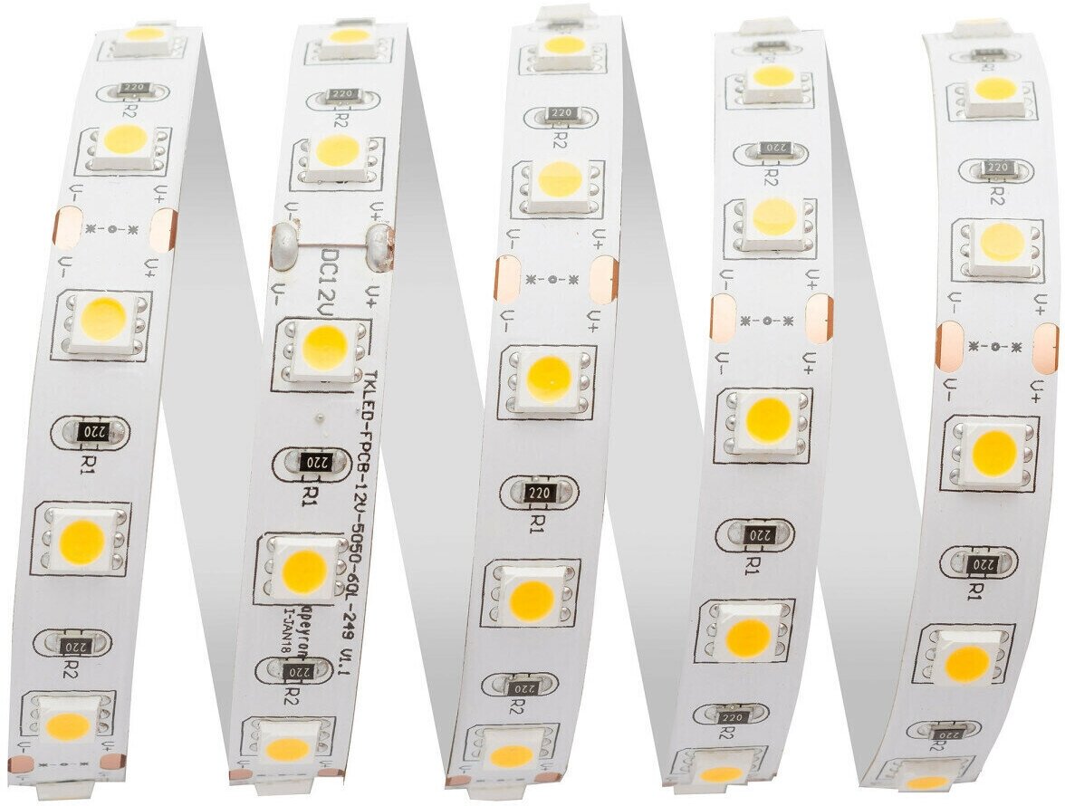 Светодиодная лента для контурной подсветки SMD 3528 60 диод/280 Лм/4.8 Вт/м 12 В IP20 5 м теплый белый свет - фотография № 11