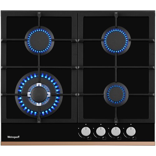 Газовая варочная панель Weissgauff HGG 649 BGRG цвет панели черный цвет рамки золотистый 1334100₽