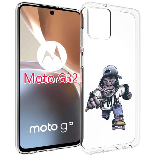 Чехол MyPads Обезьяна на скейте для Motorola Moto G32 задняя-панель-накладка-бампер