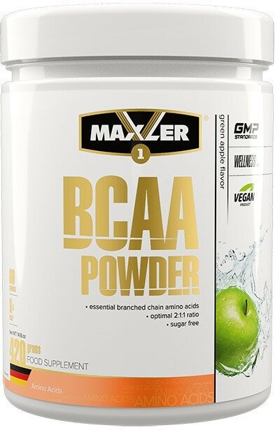 Бсаа MAXLER BCAA Powder 2:1:1 Sugar Free EU 420 г, Зеленое яблоко