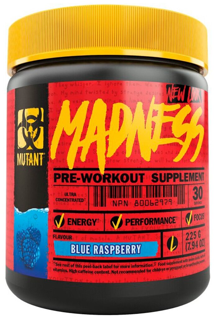 Предтренировочные комплексы для спортсменов Mutant Madness 7,94 oz Blue Raspberry