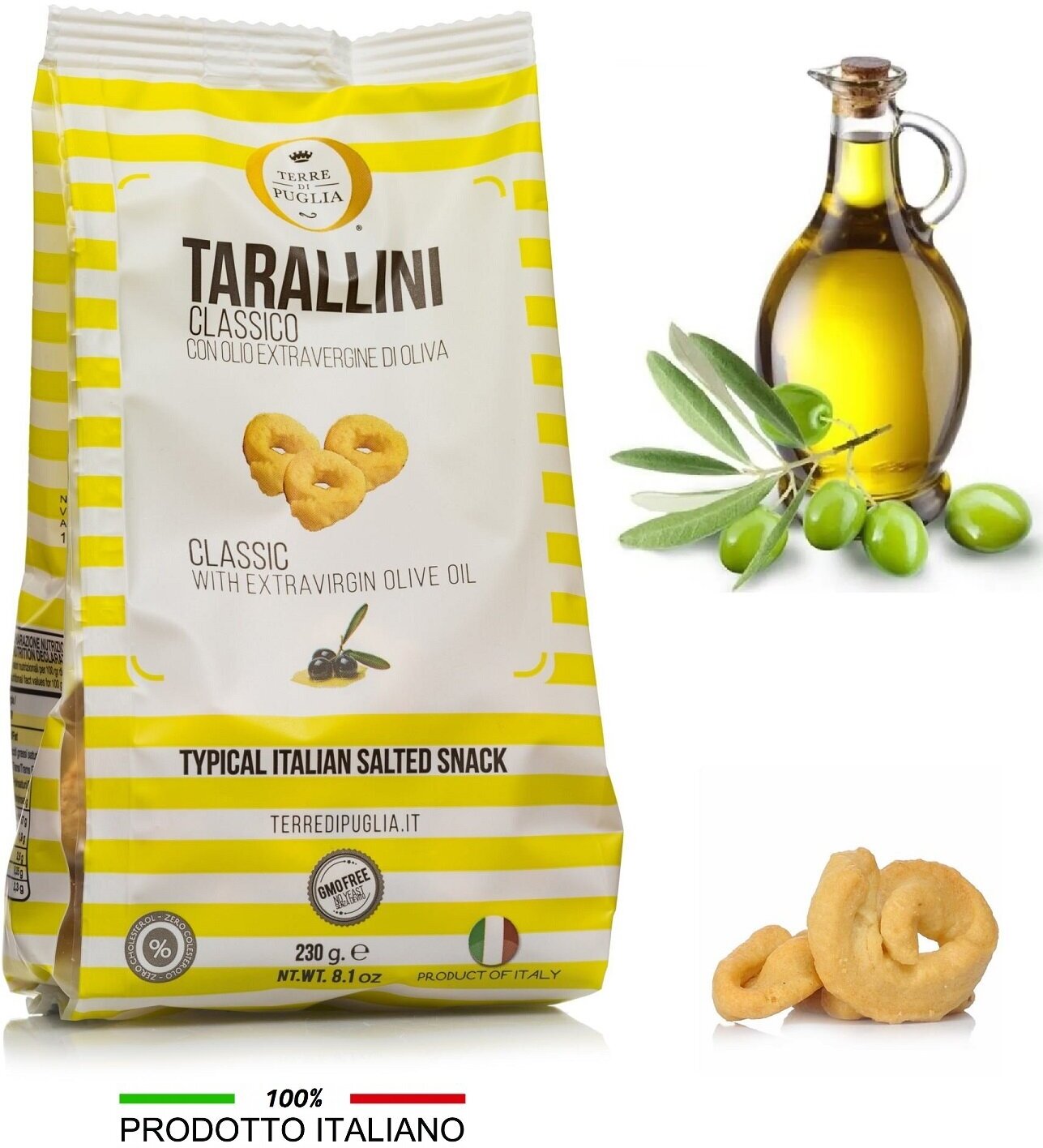 Тараллини Terra di Puglia Классические с оливковым маслом экстра верджине, Италия 230г - фотография № 1