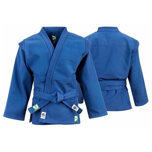 фото Куртка-кимоно для самбо green hill с поясом, сертификат fias, синий
