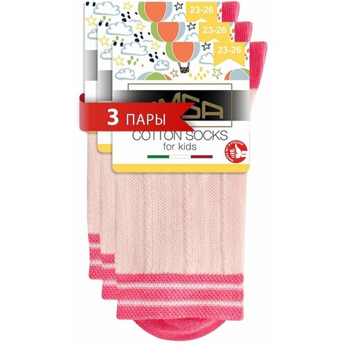 фото Носки omsa kids 3 пары, размер 31/34, красный