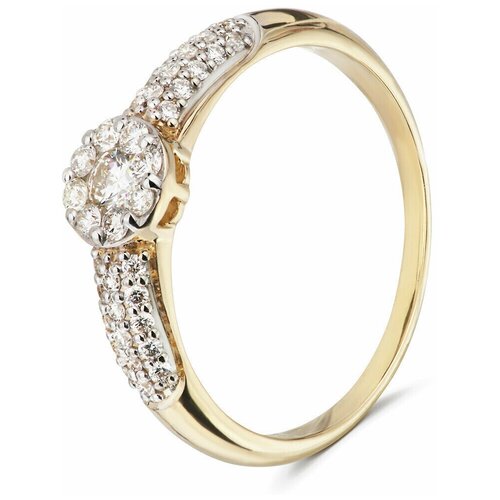 фото Русские самоцветы кольцо с бриллиантами из желтого золота 585 пробы "мираж",17.5 размер, 53597