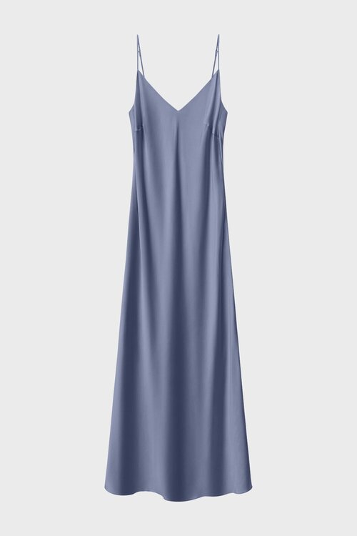 Платье-комбинация prav.da, полуприлегающее, миди, подкладка, размер XS, серый, синий