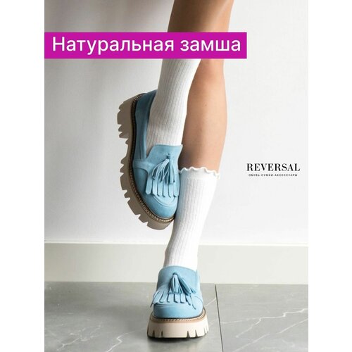 Лоферы Reversal, размер 40, голубой, бежевый женские замшевые мокасины на платформе повседневные туфли на плоской подошве без застежки обувь на весну