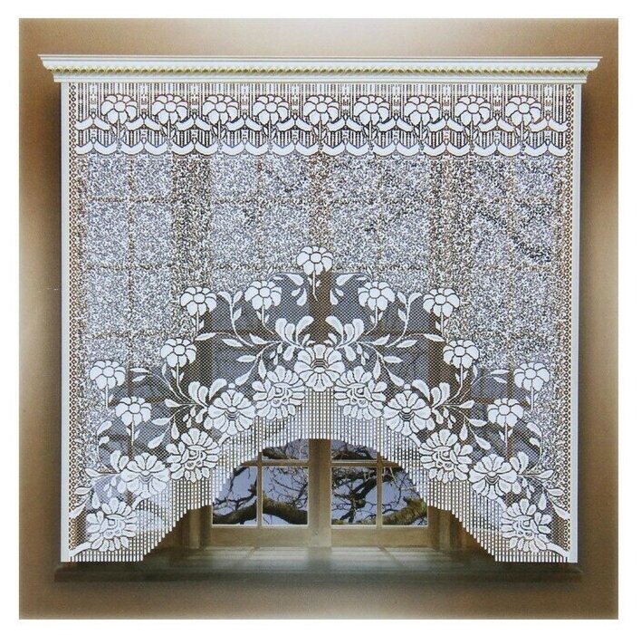 фото Тюль на кухню без шторной ленты, 170х160 см, цвет белый, 100% полиэстер