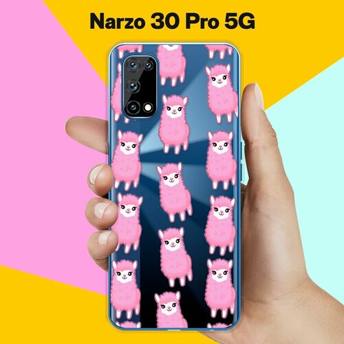 Силиконовый чехол на realme Narzo 30 Pro 5G Ламы / для Реалми Нарзо 30 Про 5 Джи силиконовый чехол на realme narzo 30 pro 5g кот среди рыб для реалми нарзо 30 про 5 джи