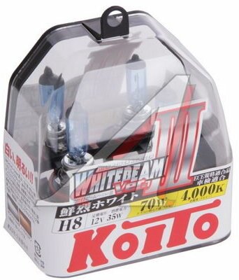 Лампа высокотемпературная Koito Whitebeam H8 12V 35W (70W) 4000K (комплект 2 шт.) арт. P0758W