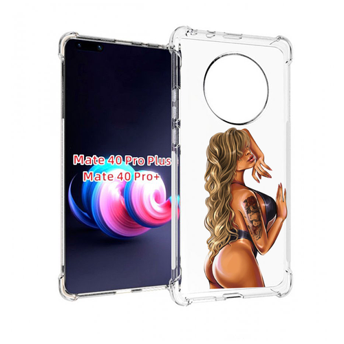 Чехол MyPads девушка-в-черном-кожаном-купальнике женский для Huawei Mate 40 Pro+ Plus задняя-панель-накладка-бампер