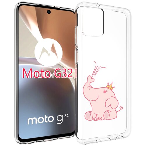 Чехол MyPads слоник-принц детский для Motorola Moto G32 задняя-панель-накладка-бампер