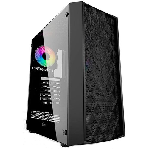Powercase Корпус CMDM-L1 Корпус Diamond Mesh LED, Tempered Glass, 1x 120mm 5-color fan, чёрный, ATX CMDM-L1
