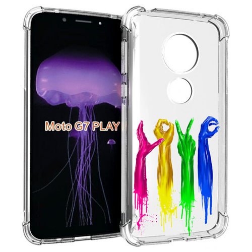 Чехол MyPads яркие руки love для Motorola Moto G7 Play задняя-панель-накладка-бампер