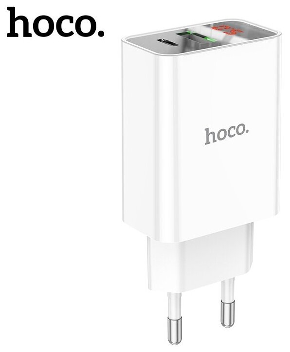 Сетевое зарядное устройство Hoco C100A, PD20W+QC3.0, белый