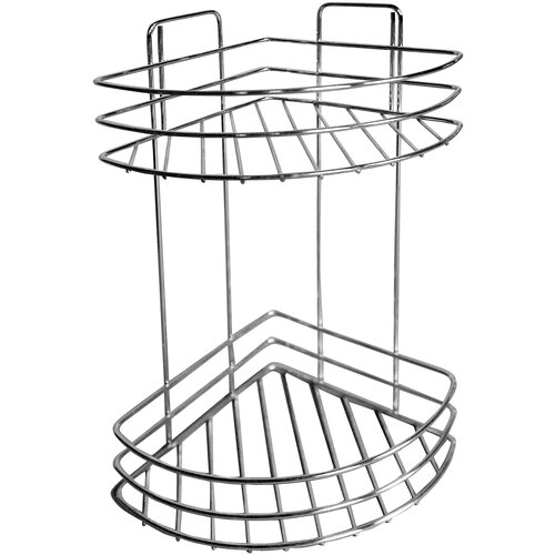 Полка для ванной из нержавеющей стали AISI 304, угловая люкс, 2-х ярусная, форма овальная , 30х20х20 см