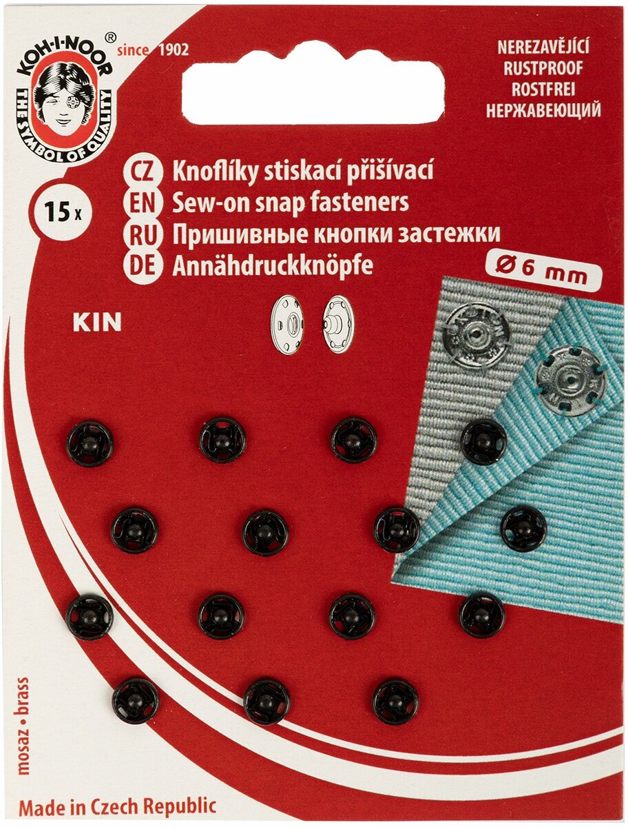 "KOH-I-NOOR" 10 (KIN1000 №2/0) металл d 6 мм 15 шт. черный