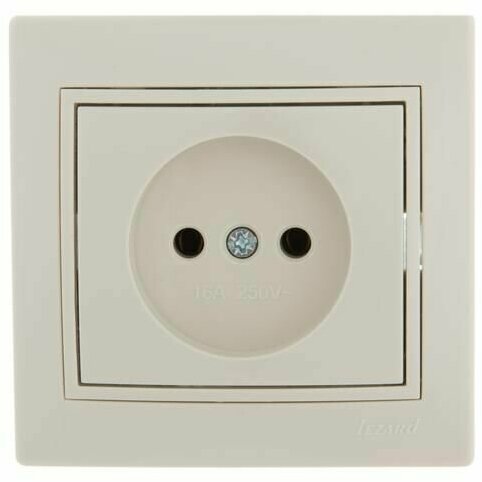 Розетка 1-м СП Mira 16А IP20 без заземл. со вставкой керамика крем. LEZARD 701-0303-121
