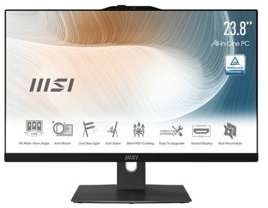 Моноблок MSI Modern AM242P 12M-690XRU Intel Core i5 1235U 1.3 GHz/16384 Mb/256 Gb SSD/23.8" Full HD 1920x1080/DVD нет/Intel Iris Xe/DOS (9S6-AE0711-690) Черный