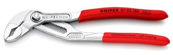 Клещи переставные Knipex 8703180 Cobra®, хромированные, 180 mm