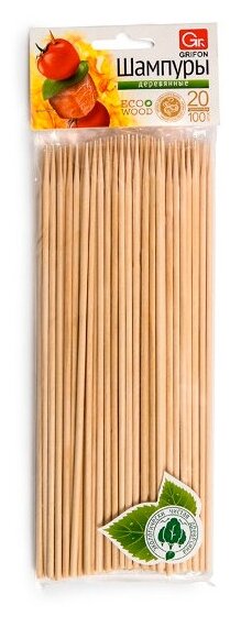 Шампуры деревянные Grifon 200 мм 100 шт - фотография № 3