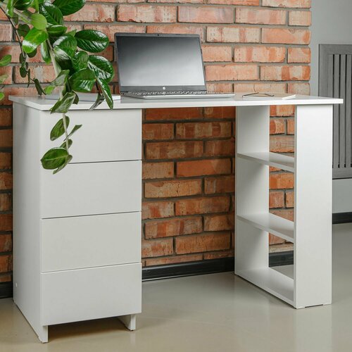 фото Стол письменный/компьютерный brabix "scandi cd-016", 1100х500х750 мм, 4 ящика, белый, 641891, цб013707-1