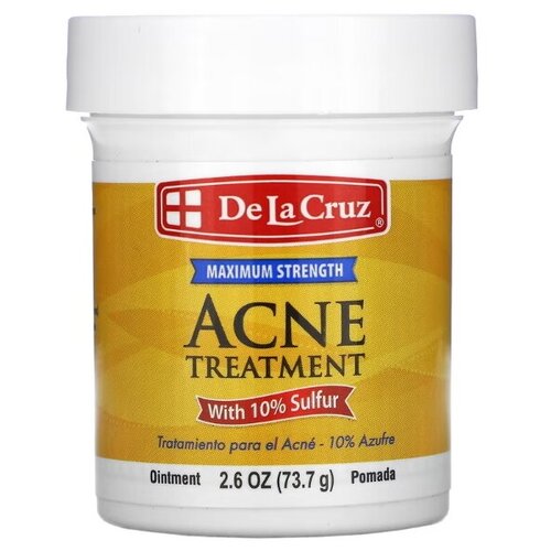 De La Cruz, мазь для лечения акне с 10% серой, максимальная эффективность, 73,7 г