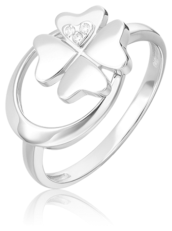 Кольцо PLATINA, белое золото, 585 проба, родирование, бриллиант, размер 18