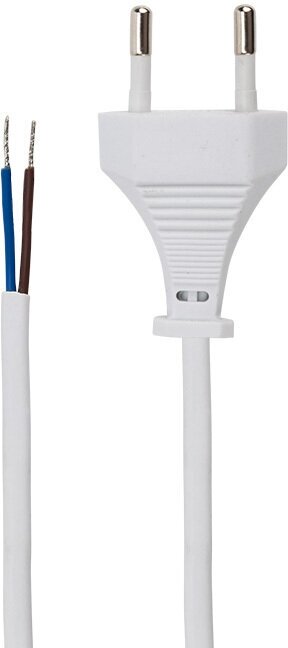 Сетевой двухжильный белый шнур/кабель с плоской вилкой (1.8 м, 4А)