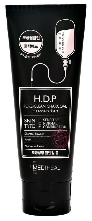 Пенка для умывания `MEDIHEAL` H.D.P с древесным углем (очищающая поры) 100 мл