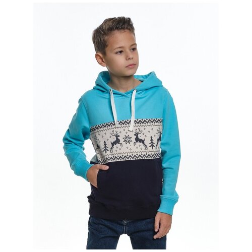 фото Худи для мальчиков mini maxi, модель 1105, цвет бирюзовый, размер 122