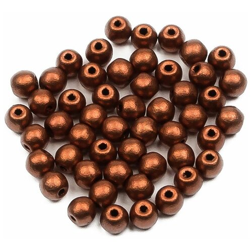 Стеклянные чешские бусины, круглые, Round Beads, 3 мм, цвет Copper, 50 шт.