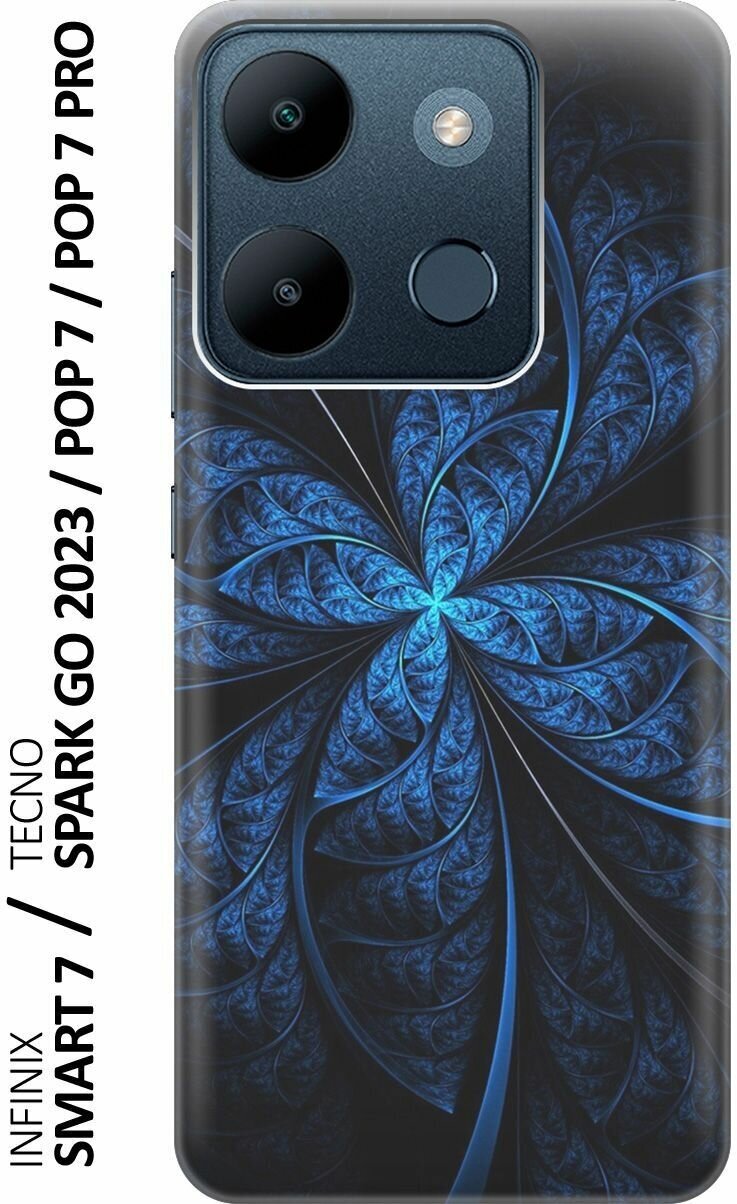 Силиконовый чехол Темно-синяя абстракция на Infinix Smart 7 / Tecno Spark Go 2023 / Pop 7 / Pop 7 Pro / Инфиникс Смарт 7 / Текно Спарк Го 2023
