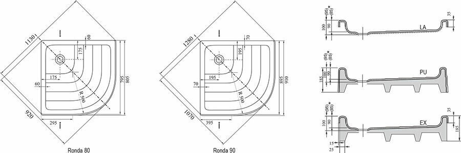 Душевой поддон Ravak Ronda PU 80x80