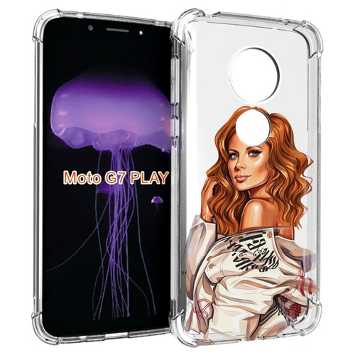 Чехол MyPads Бежевая-куртка женский для Motorola Moto G7 Play задняя-панель-накладка-бампер