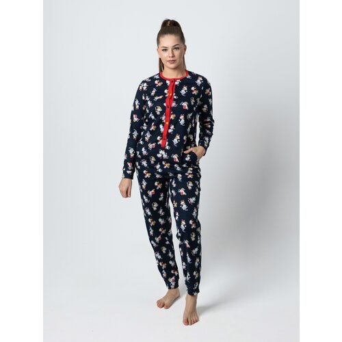 Комбинезон Modno.ru, застежка пуговицы, длинный рукав, трикотажная, размер 42, синий, красный