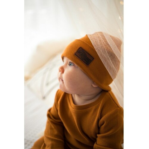 шапочка трикотажная для новорожденного эскимо размер 56 Шапка Эскимо, размер 52, коричневый