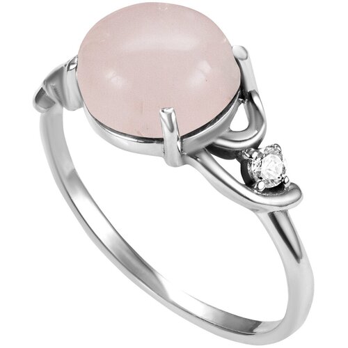 Кольцо Самородок, серебро, 925 проба, чернение, кварц, размер 16, розовый