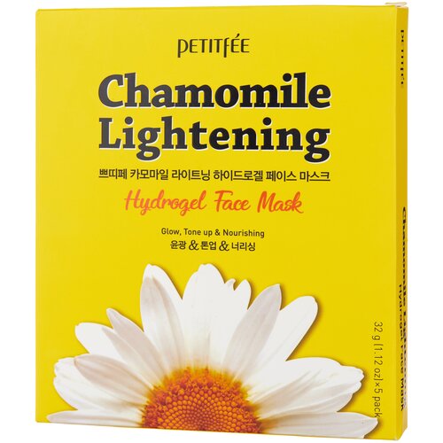 Гидрогелевая маска с ромашкой Petitfee Chamomile Lightening Hydrogel Face Mask, 5 шт petitfee chamomile lightening hydrogel face mask