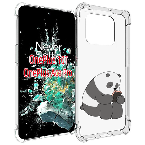 Чехол MyPads панда-в-телефоне для OnePlus 10T задняя-панель-накладка-бампер