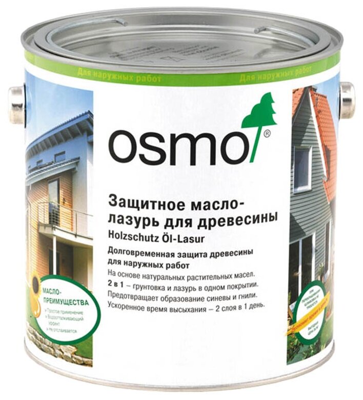 Защитное масло-лазурь д/нар. работ OSMO Holzschutz ol-lasur (700 Сосна, 2.5 л) - фотография № 1