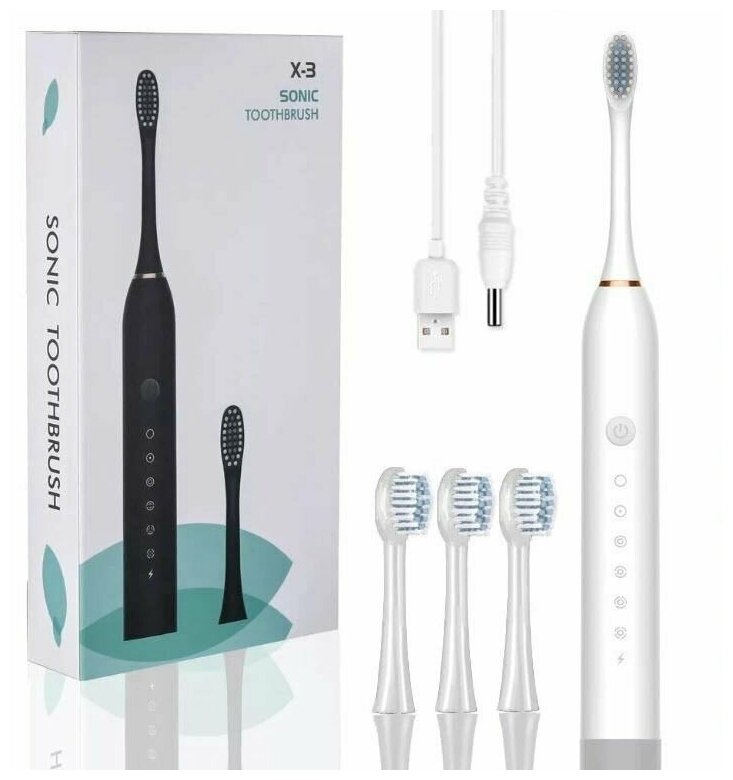 Звуковая зубная щетка Sonic Toothbrush Smarter X-3 белая